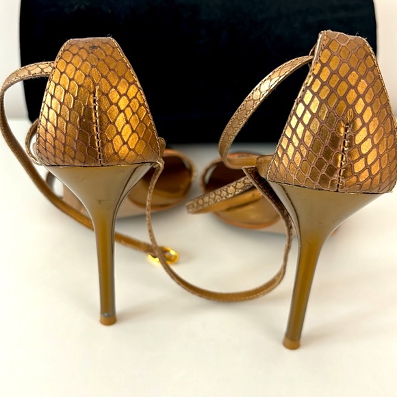 Evening heeled Sandals in bronze snake print design good condition - Picture 4 of 4